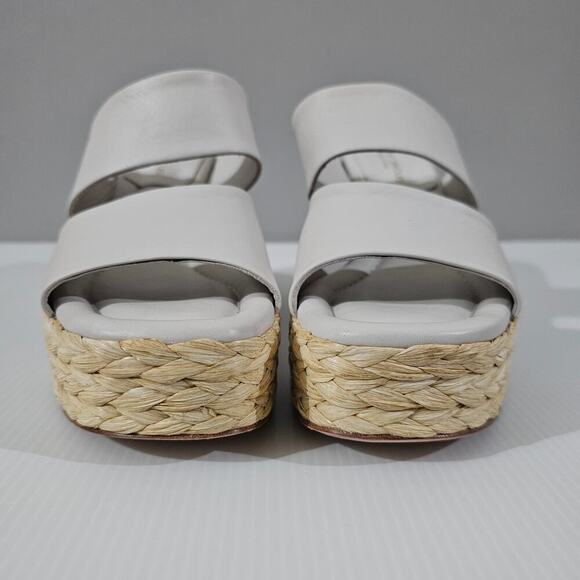 NEW Andre Assous Pilar Wedge Sandal EU 39 Platform Espadrille Off White Leather - Picture 6 of 13